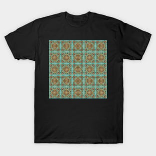 Turquoise and Gold gemmed Kaleidoscope pattern 3 T-Shirt